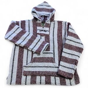 Baja Joe Mexican Baja Hoodie Unisex Size Small - Burgundy and Grey